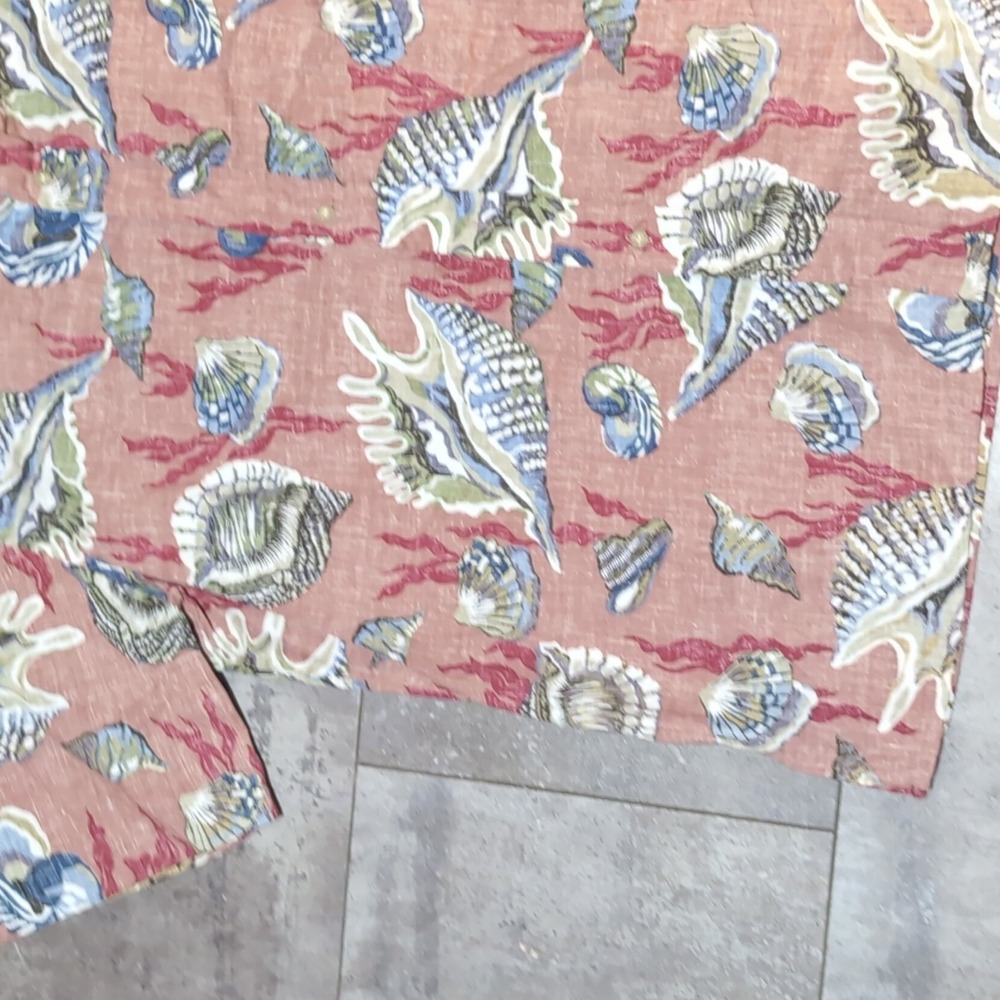 Reyn Spooner Seashell Coral Hawaiian Shirt Men's XL Salmon Short Sleeve Button - Picture 5 of 10